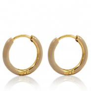 Boucles d'oreilles en acier Inox créoles émaillée 14mm Marron nude-doré
