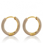 Boucles d'oreilles en acier Inox créoles émaillée 17mm Beige country-doré