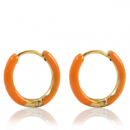 Boucles d'oreilles en acier Inox créoles émaillée 14mm Orange-doré