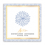 Cartes à bijoux Fleur de naissance Septembre-Aster Bleu tendre