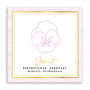Cartes à bijoux Fleur de naissance Février-Violette Lilac rose