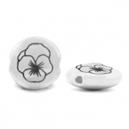 Perles en métal DQ Fleur de naissance Février-Violette Argenté antique (sans nickel)