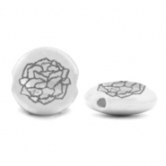 Perles en métal DQ Fleur de naissance Janvier-Œillet Argenté antique (sans nickel)