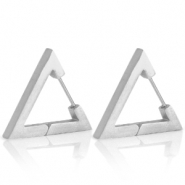 Boucles d'oreilles en acier Inox triangle Argent&eacute;
