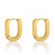 Boucles d'oreilles en acier Inox ovale Dor&eacute;