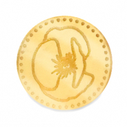 Cabochons Plexx 20mm Fleur de naissance Ao&ucirc;t - Coquelicot Dor&eacute;