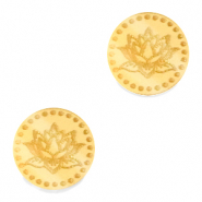 Cabochons Plexx 12mm Fleur de naissance Juillet - N&eacute;nuphar Dor&eacute;