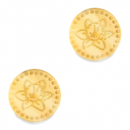Cabochons Plexx 12mm Fleur de naissance Mars - Jonquille Dor&eacute;