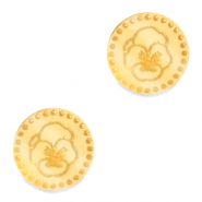 Cabochons Plexx 12mm Fleur de naissance F&eacute;vrier - Violette Dor&eacute;