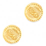 Cabochons Plexx 12mm Fleur de naissance Janvier - &OElig;ille Dor&eacute;