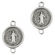 Breloques en m&eacute;tal DQ connecteur religieuse 14mm Argent&eacute; antique (sans nickel)
