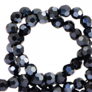 Perles à facettes rondes 4mm Noir-pearl shine coating