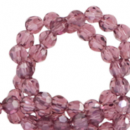 Perles à facettes rondes 4mm Violet aubergine-pearl shine coating