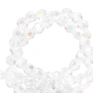 Perles à facettes rondes 4mm Crystal-AB Coating