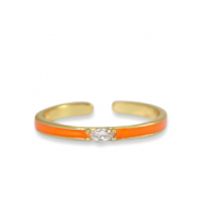 M&eacute;tal TQ laiton bague &eacute;maill&eacute;e Orange cristal-dor&eacute;