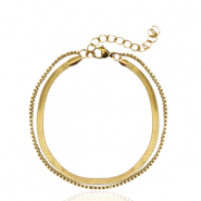 Bracelets en acier Inox chaîne maille serpentine 2 rangs Doré