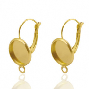 Apprêts en acier Inox boucles d'oreilles pour cabochon 12mm Doré