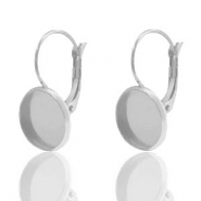 Apprêts en acier Inox boucles d'oreilles pour cabochon 12mm Argenté
