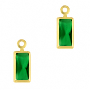 Pendentifs en verre Crystal Glass rectangle Vert classique-dor&eacute;