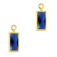 Pendentifs en verre Crystal Glass rectangle Bleu royale-dor&eacute;