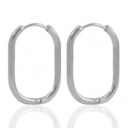 Boucles d'oreilles en acier inox créoles ovale Argenté