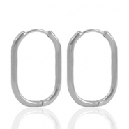 Boucles d'oreilles en acier inox créoles ovale Argenté