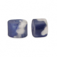 Pierres naturelles Sodalite et Microcline disc 3x2mm Bleu foncé-blanc