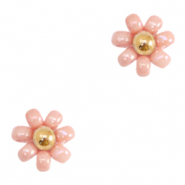 Perles Miyuki fleur 8mm Rose saumon-doré