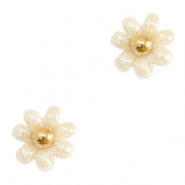 Perles Miyuki fleur 8mm Beige crème-doré