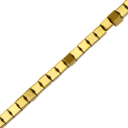 Perles h&eacute;matites cube 2mm Dor&eacute;