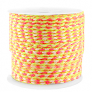 Cordon tress&eacute; tendance 2mm Jaune n&eacute;on-rose