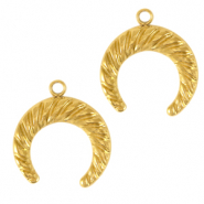 Breloques en acier Inox lune Dor&eacute;