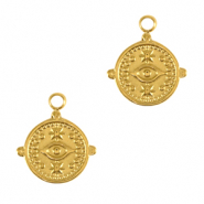 Breloques en acier Inox oeil porte-bonheur Dor&eacute;