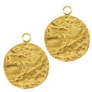 Breloques en acier Inox 14mm Dor&eacute;