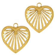 Breloques en acier Inox coeur Dor&eacute;