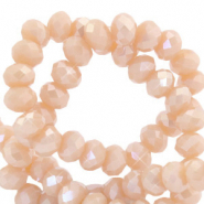 Perles &agrave; facettes 4x3mm disque Heishi Rose coquillage doux-pearl shine coating