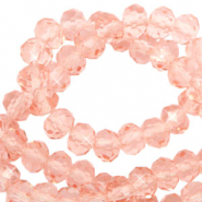 Perles &agrave; facettes 4x3mm disque Heishi Rose vif-pearl shine coating
