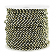 Fil macramé torsadé 1.5mm Doré-noir blanc