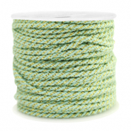 Fil macramé torsadé 1.5mm Doré-vert menthe doux