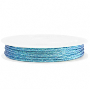 Fil macramé tressé 1mm Bleu azure métallique