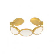 Bagues en acier inox émaillées ovale Blanc-doré