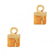 Pierres naturelles pendentifs cube Orange surprenant-doré