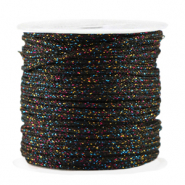 Fil macramé tressé 2mm Noir-multicolore pailleté