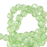 Perles à facettes rondes 4mm Vert agrume-pearl shine coating