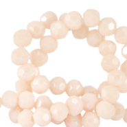 Perles à facettes rondes 4mm Rose coquillage doux-pearl shine coating
