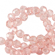 Perles à facettes rondes 4mm Rose vif-pearl shine coating