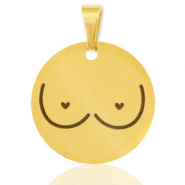 Breloques en acier Inox seins Dor&eacute;