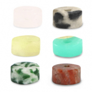 Pierres naturelle mélangées disc 4x2mm Multicolore rouge vert