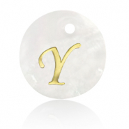Pendentifs coquillage specials lettre Y Dor&eacute;-blanc (couleur naturelle)