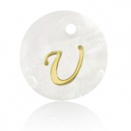 Pendentifs coquillage specials lettre U Dor&eacute;-blanc (couleur naturelle)